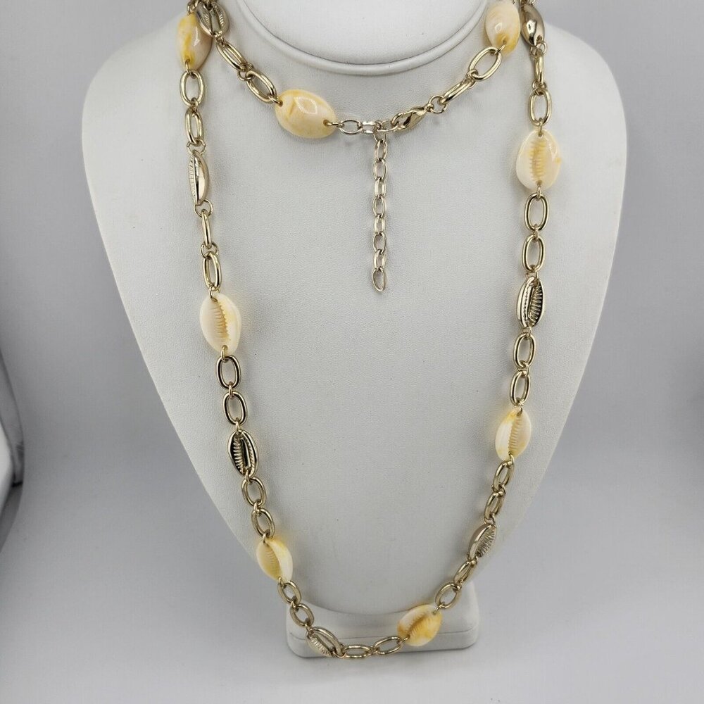 Gold Tone Cowrie Chain Necklace‎